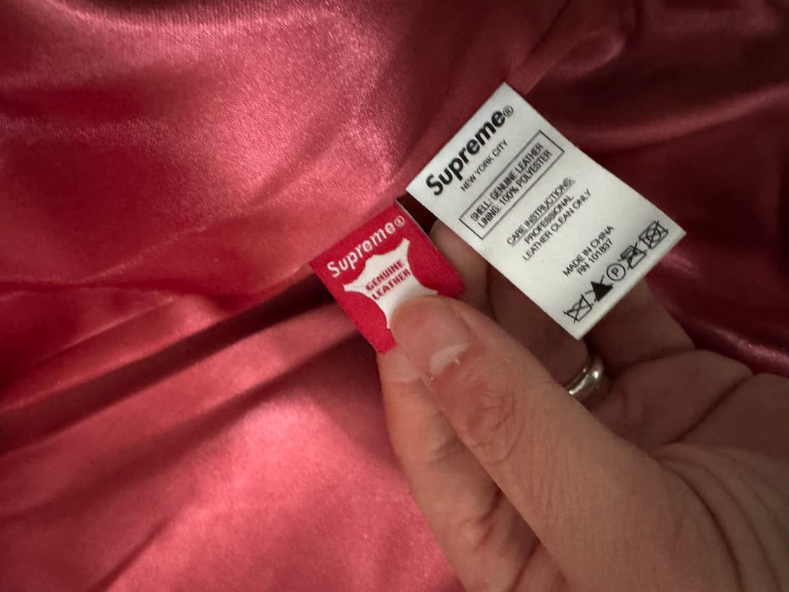 슈프림 원 자켓 레더 바시티 레드 M 상품이미지3
