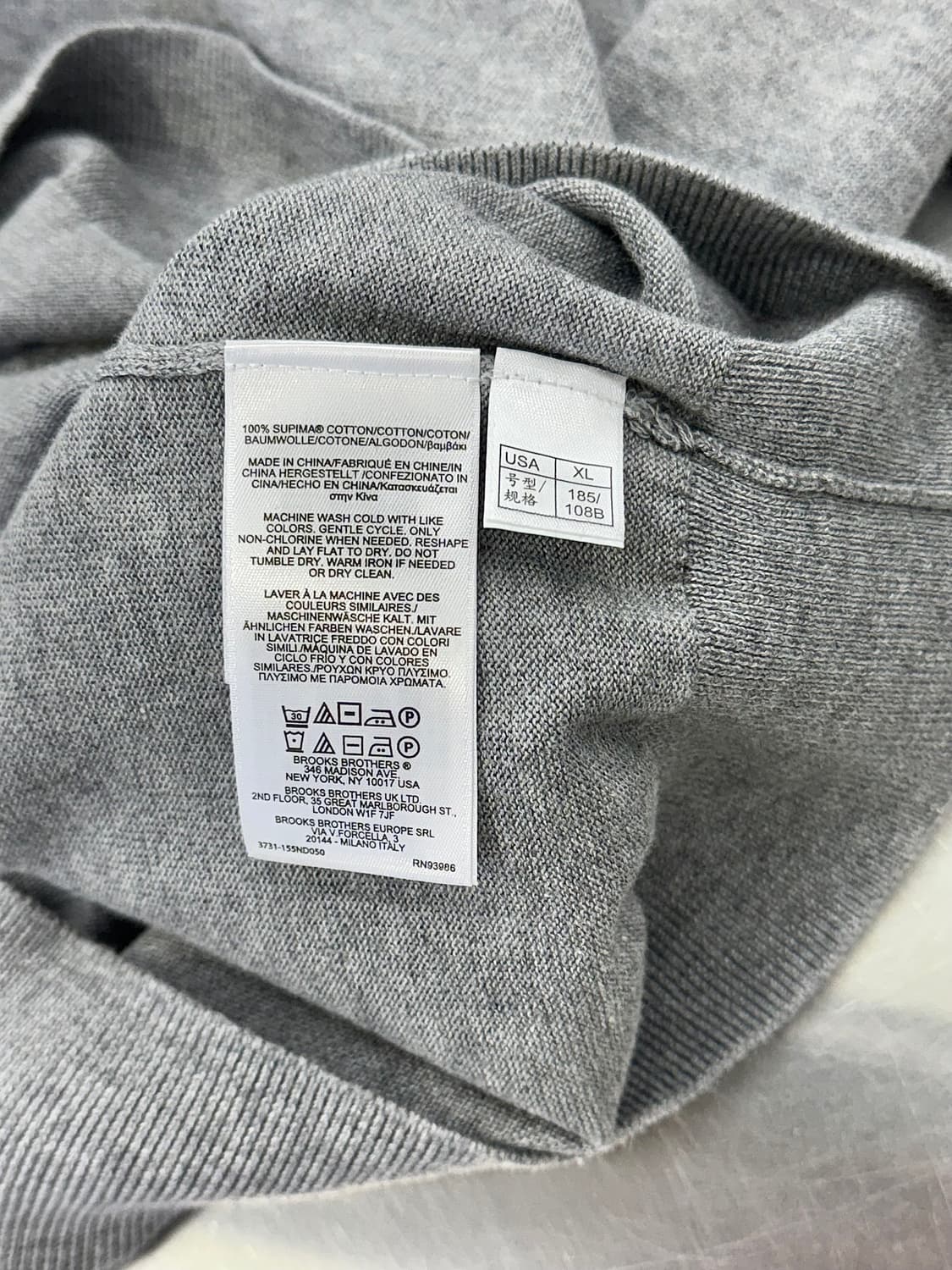 브룩스 브라더스 라이트 그레이 수피마 하프 집 니트 스웨터 상품이미지8