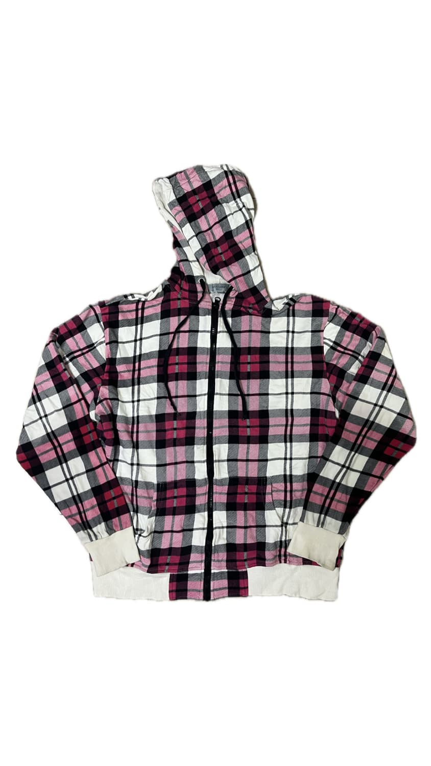 Anti label 핑크 타탄 체크 후드집업 상품이미지5