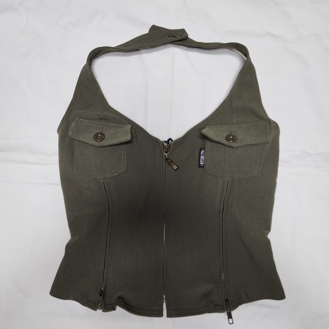 빈티지 카키 홀터넥 나시 슬리브리스 상품이미지4