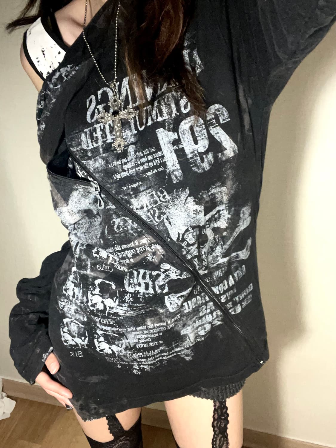 펑크 후드 롱 슬리브 상품이미지2