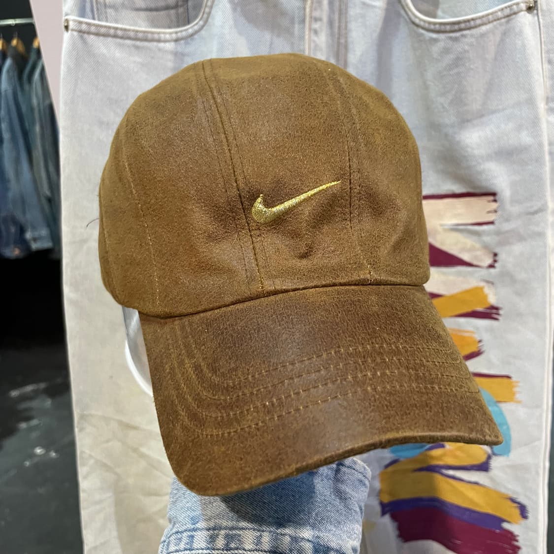 1990s NIKE 나이키 스우시 레더 캡 상품이미지1