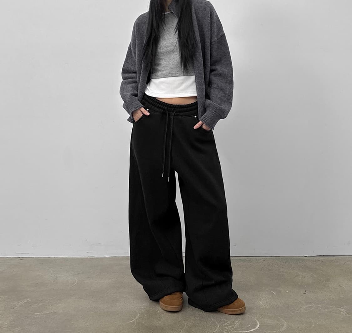 블랙업 델티 기모 밴딩팬츠 블랙 상품이미지2