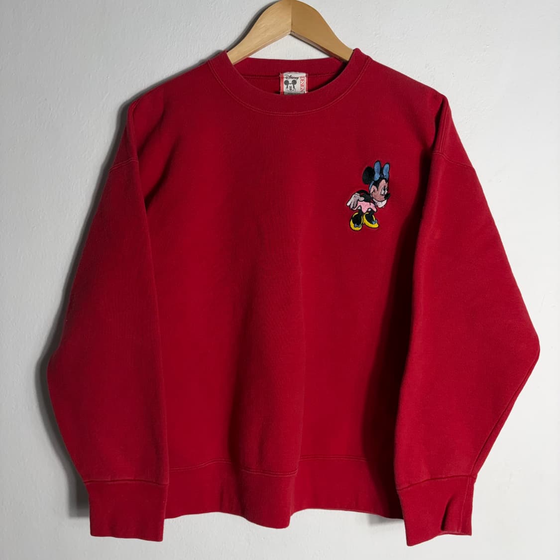 90s 빈티지 디즈니 미니마우스 레드 기모 맨투맨(XL) 상품이미지1