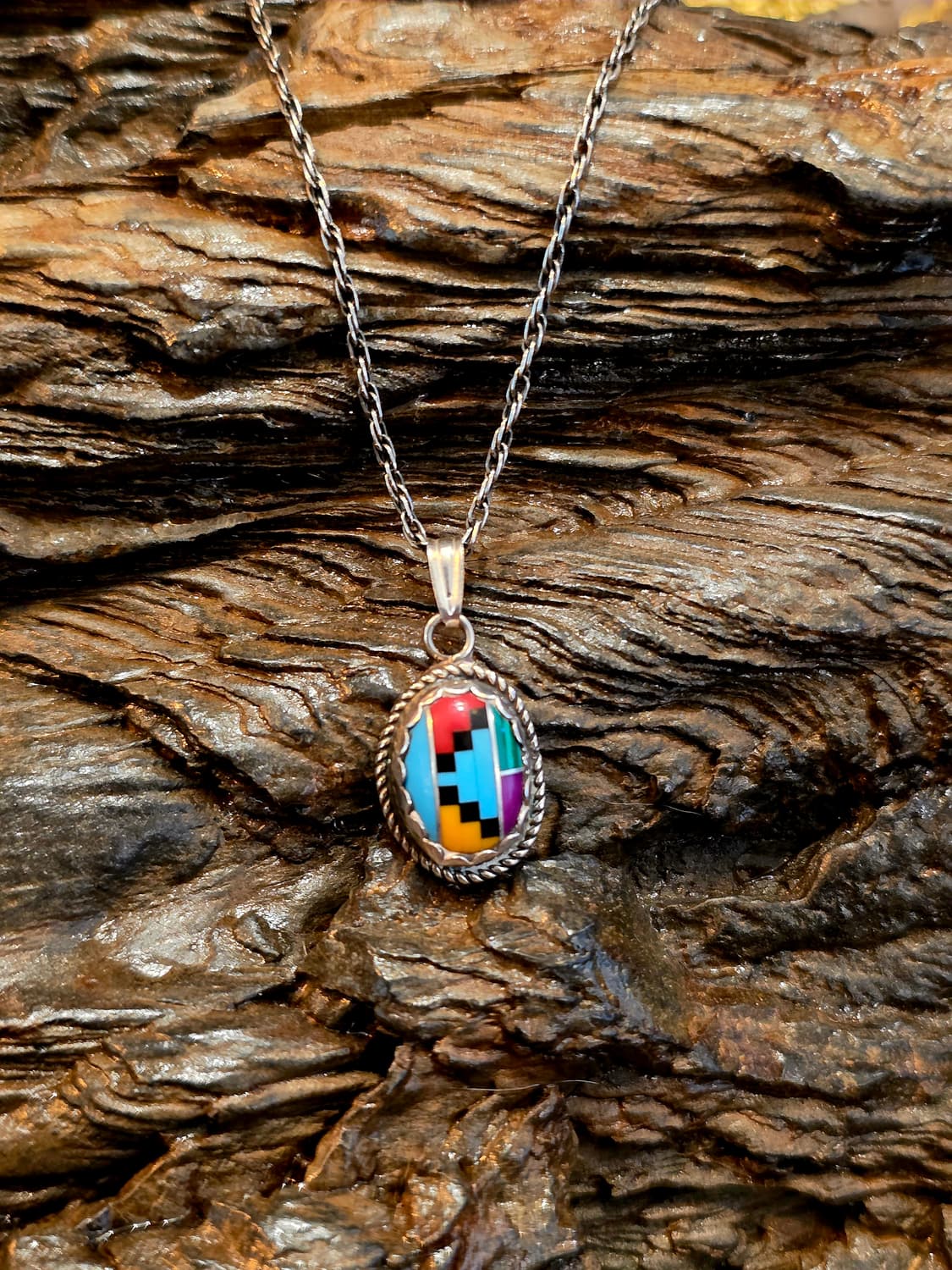 USASilver925 Navajo Inlay stone nacklace 상품이미지2