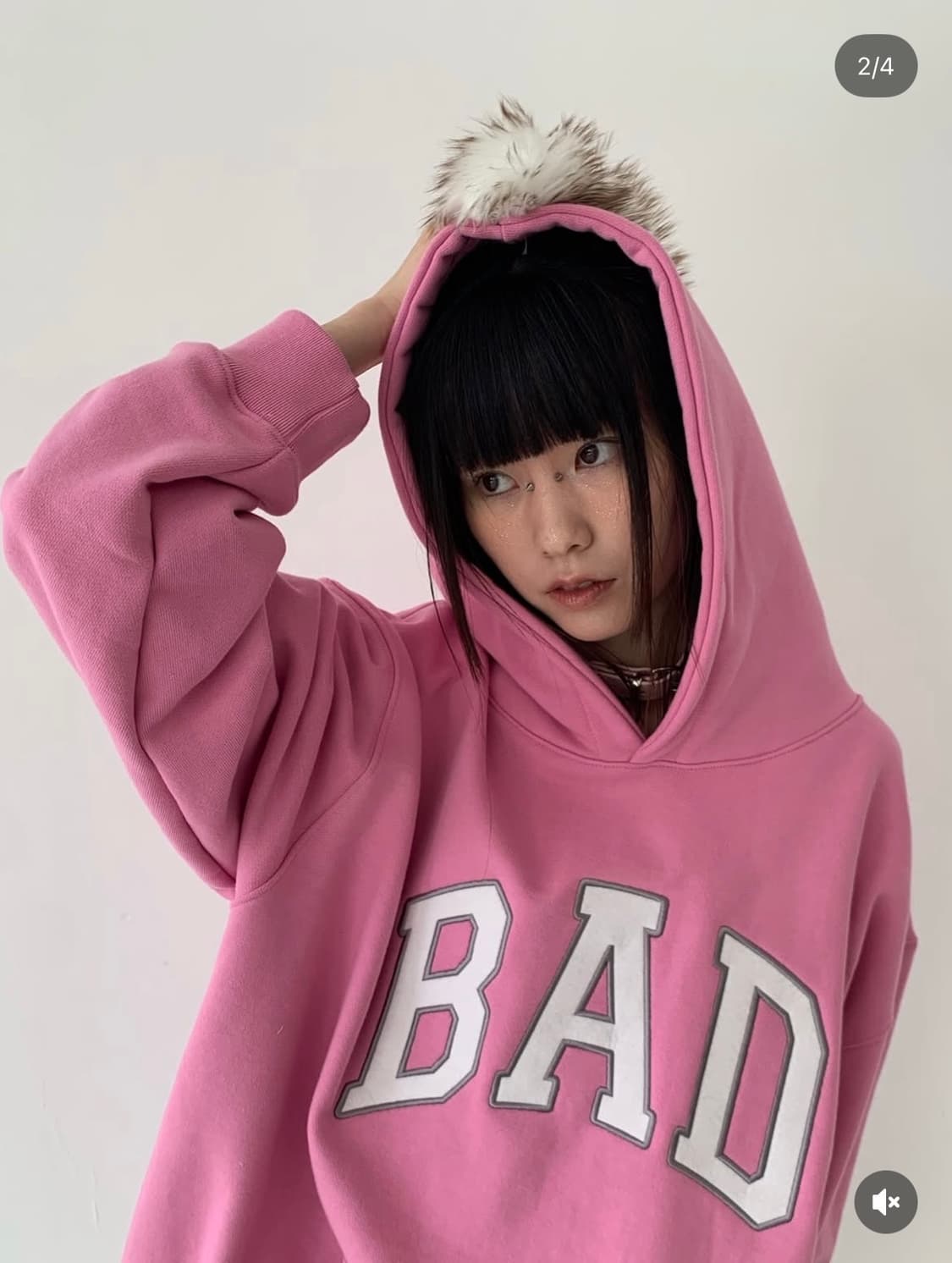 샵페어리 bad 퍼 후드티 핑크 상품이미지1