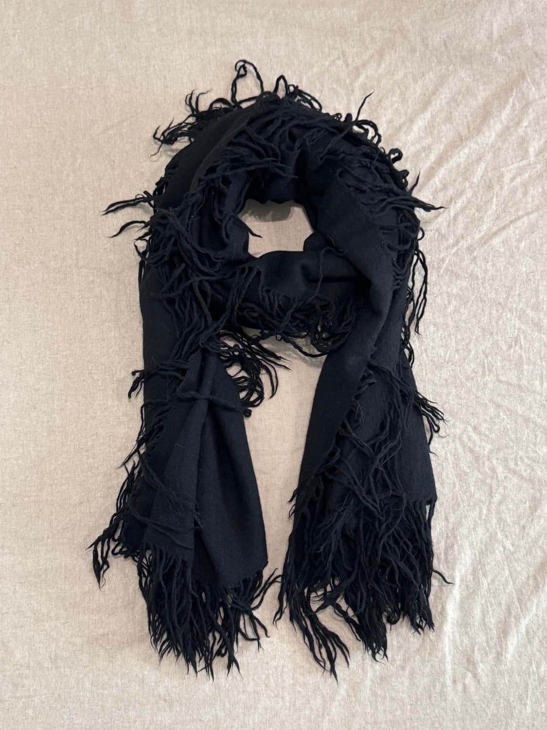 요지야마모토 울 프린지 머플러 상품이미지1