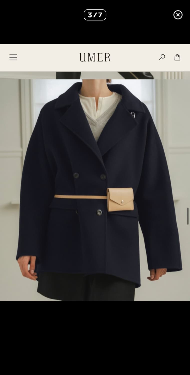 [새상품]유메르 모엘 캐시미어 더블 코트 네이비 상품이미지3