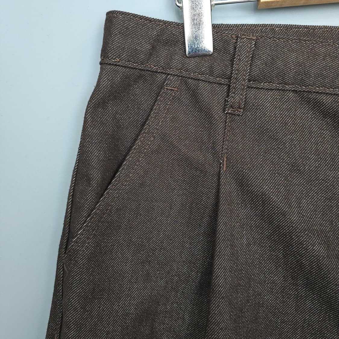 커스텀어클락 COCL 와이드 핀턱 데님 팬츠 브라운 32 상품이미지3