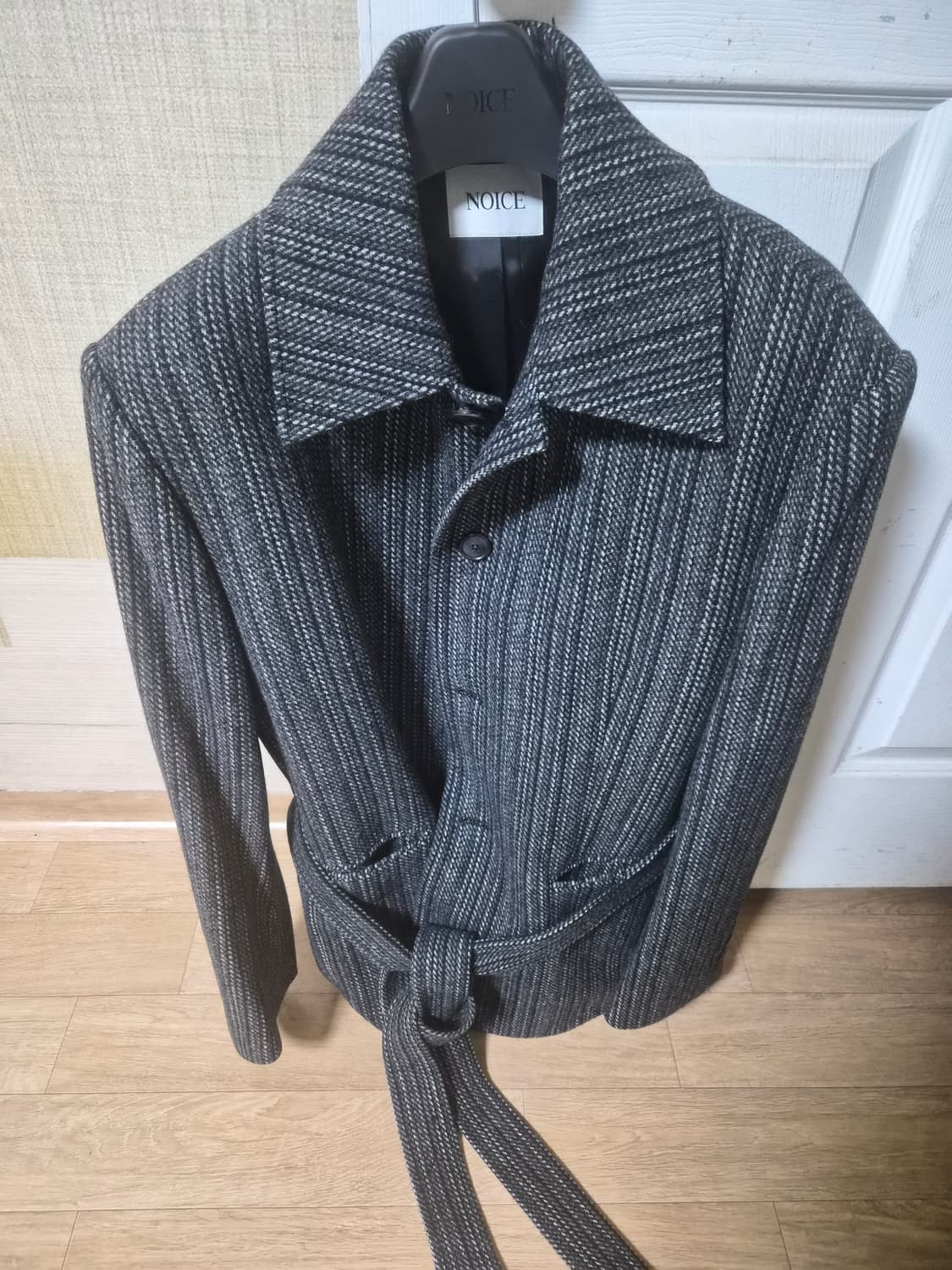 노이스 헤링본 울 카 코트 차콜 M사이즈 상품이미지1