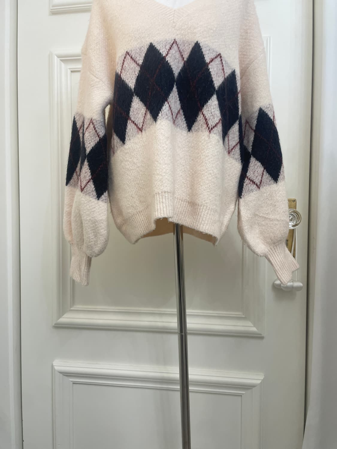 cream diamond point basic loose sweater 상품이미지8