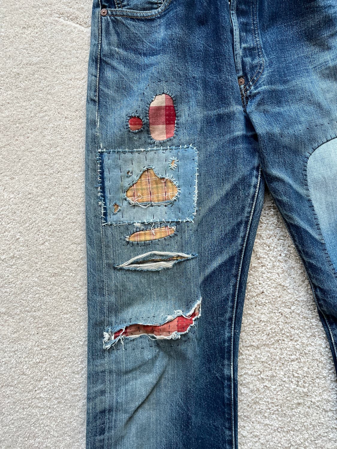 90s 리바이스 501 (555 USA)보로 패치워크 데님 (29-30) 상품이미지4