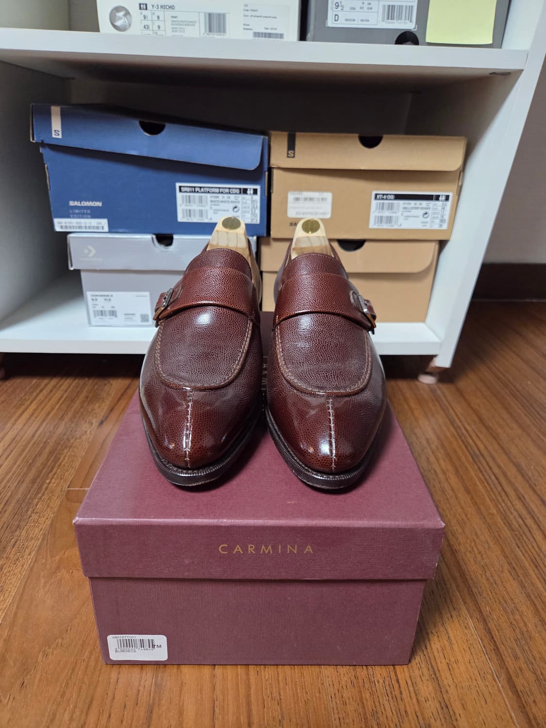 Carmina 버건디 그레인 레더 몽크 스트랩 로퍼 상품이미지1