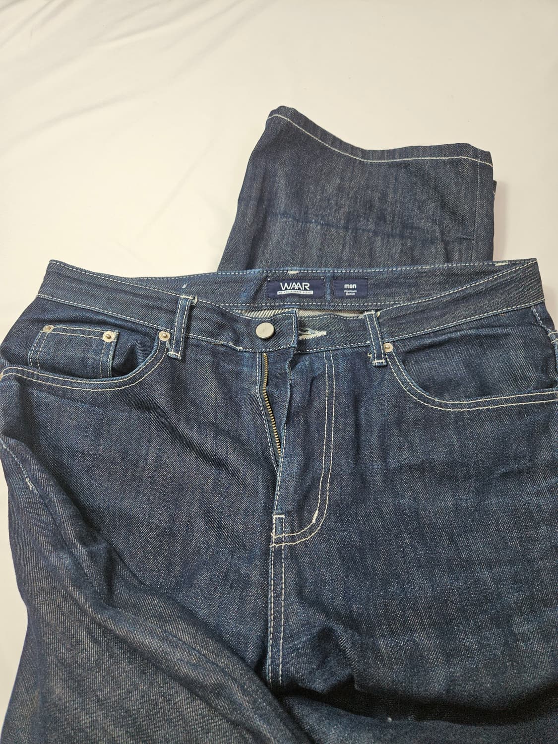 WAAR 와르 스티치 생지 데님팬츠 프리미엄진 L 상품이미지3