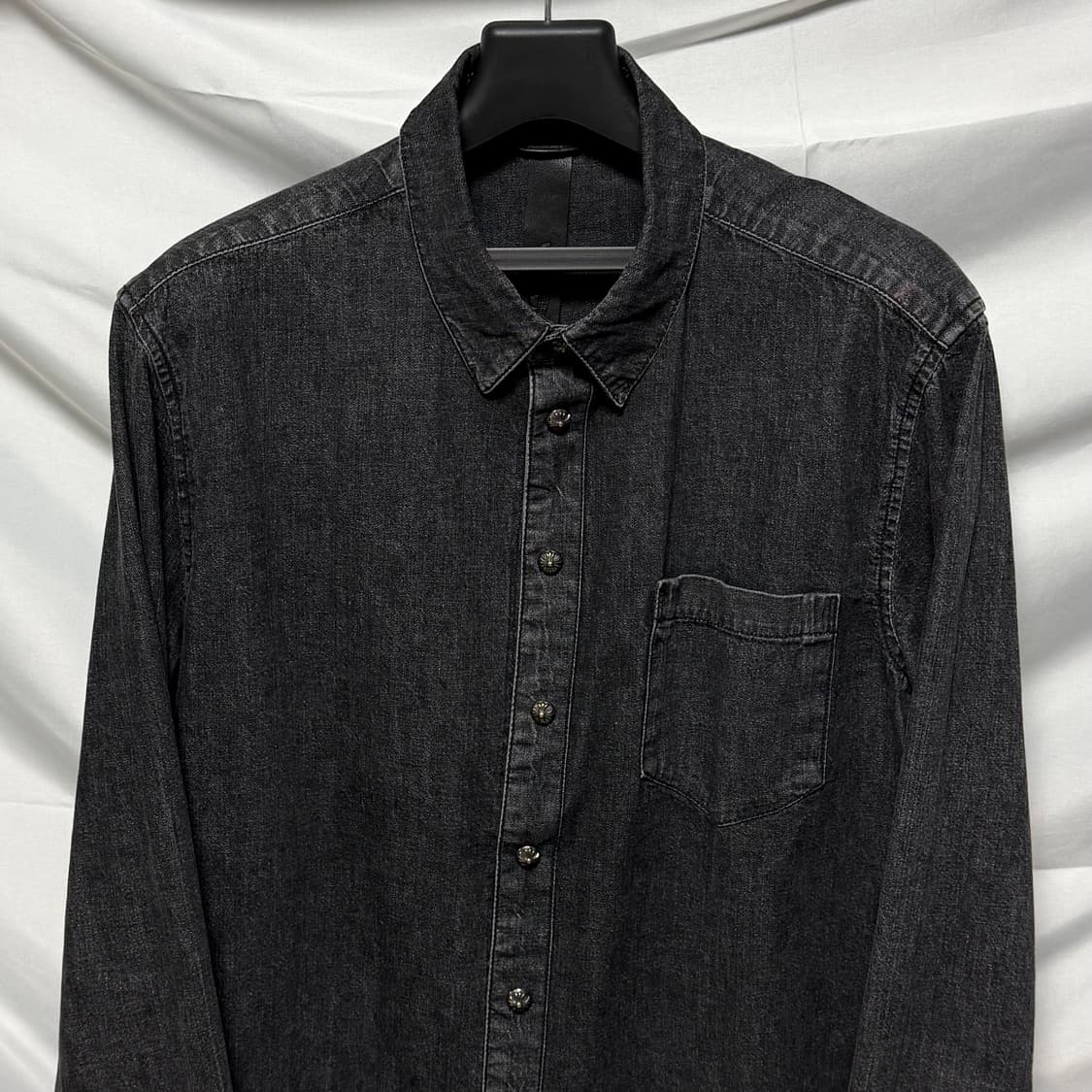 [S+급/L] 크롬하츠 레더패치 데님 셔츠 자켓 상품이미지2