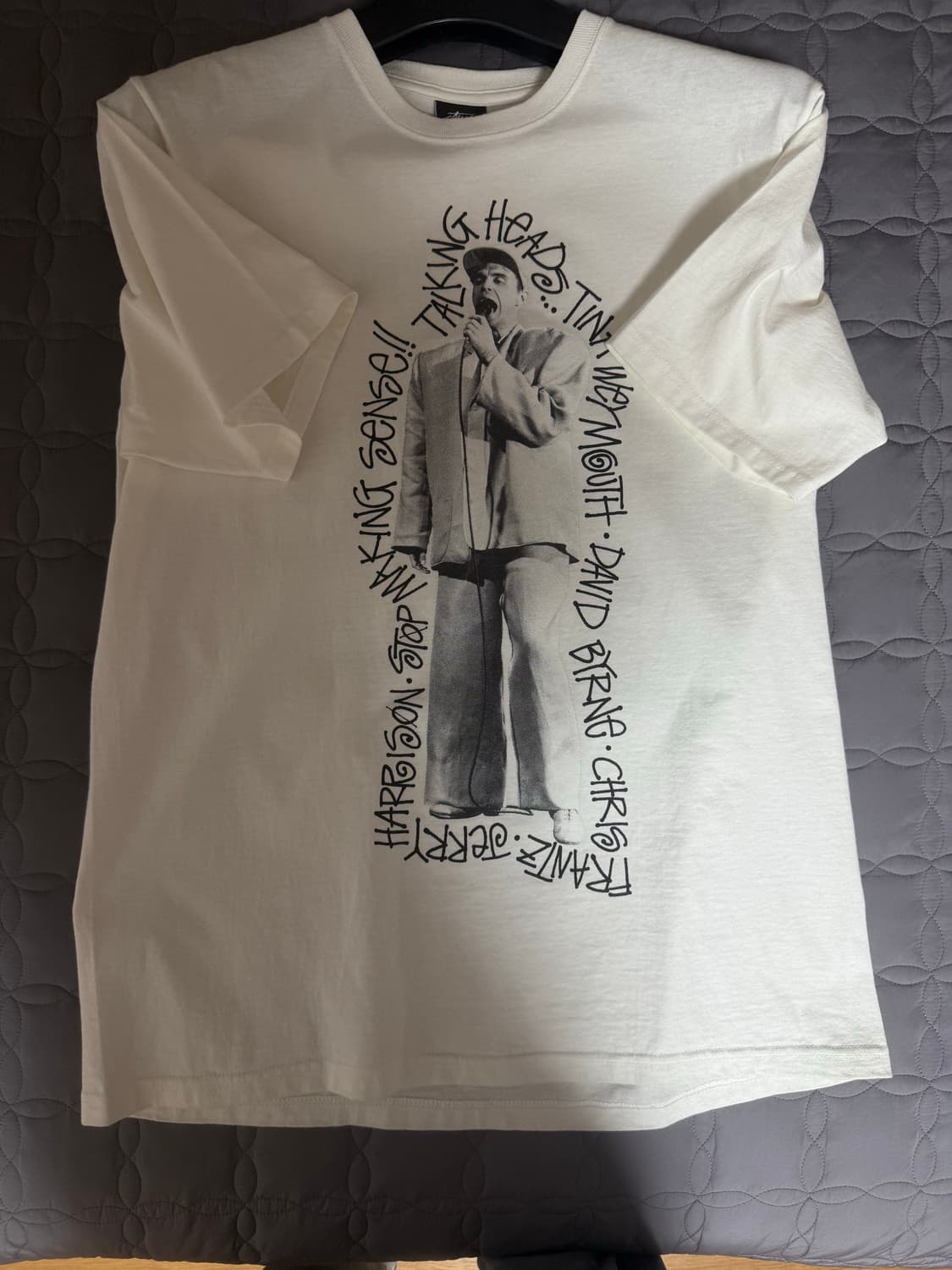 m) 스투시 x 토킹 헤즈 스탑 메이킹 센스 티셔츠 화이트 상품이미지1