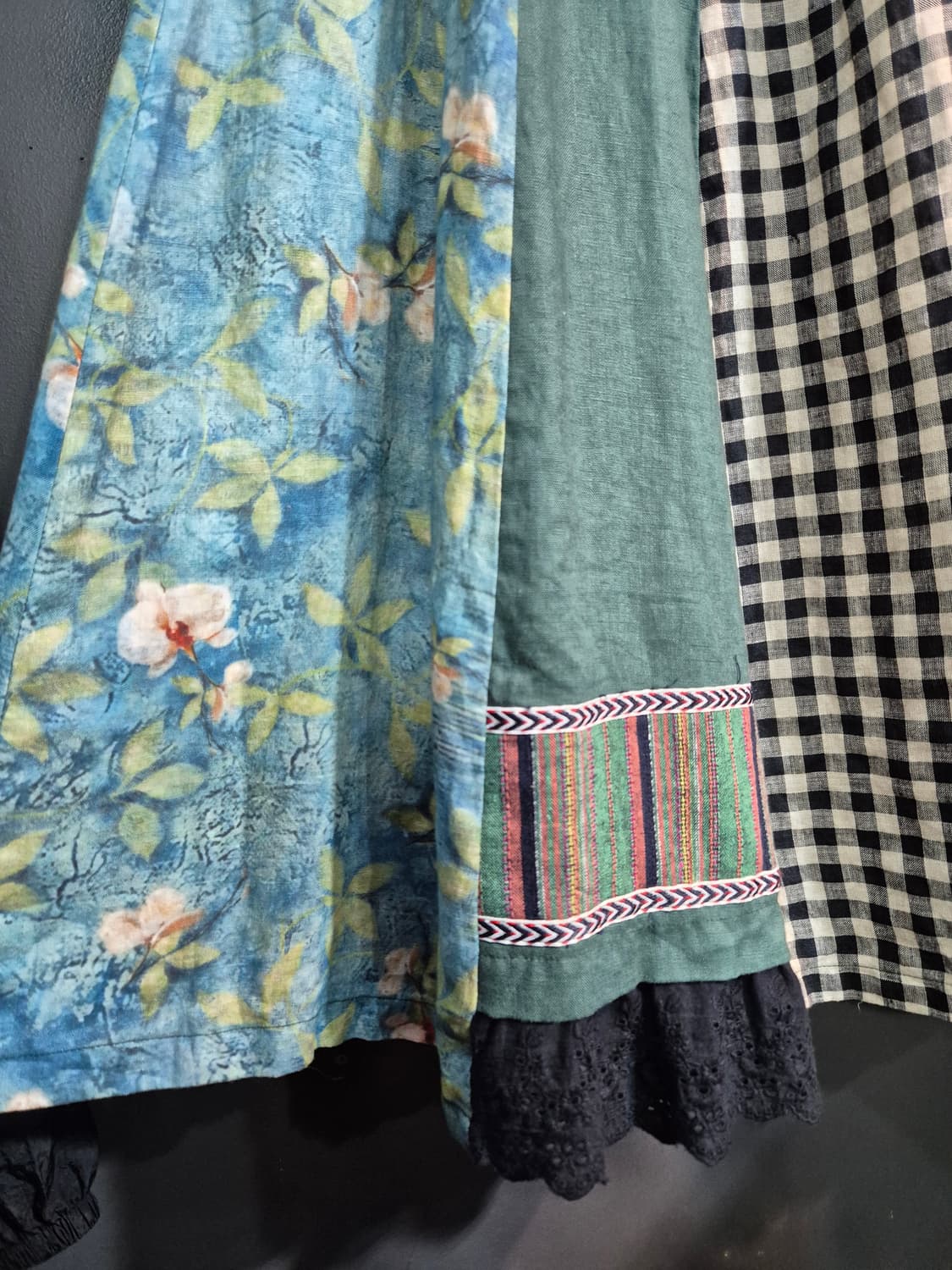 린넨 패치워크 롱 스커트 허리단면 41 33 34 35인치 가능 상품이미지8