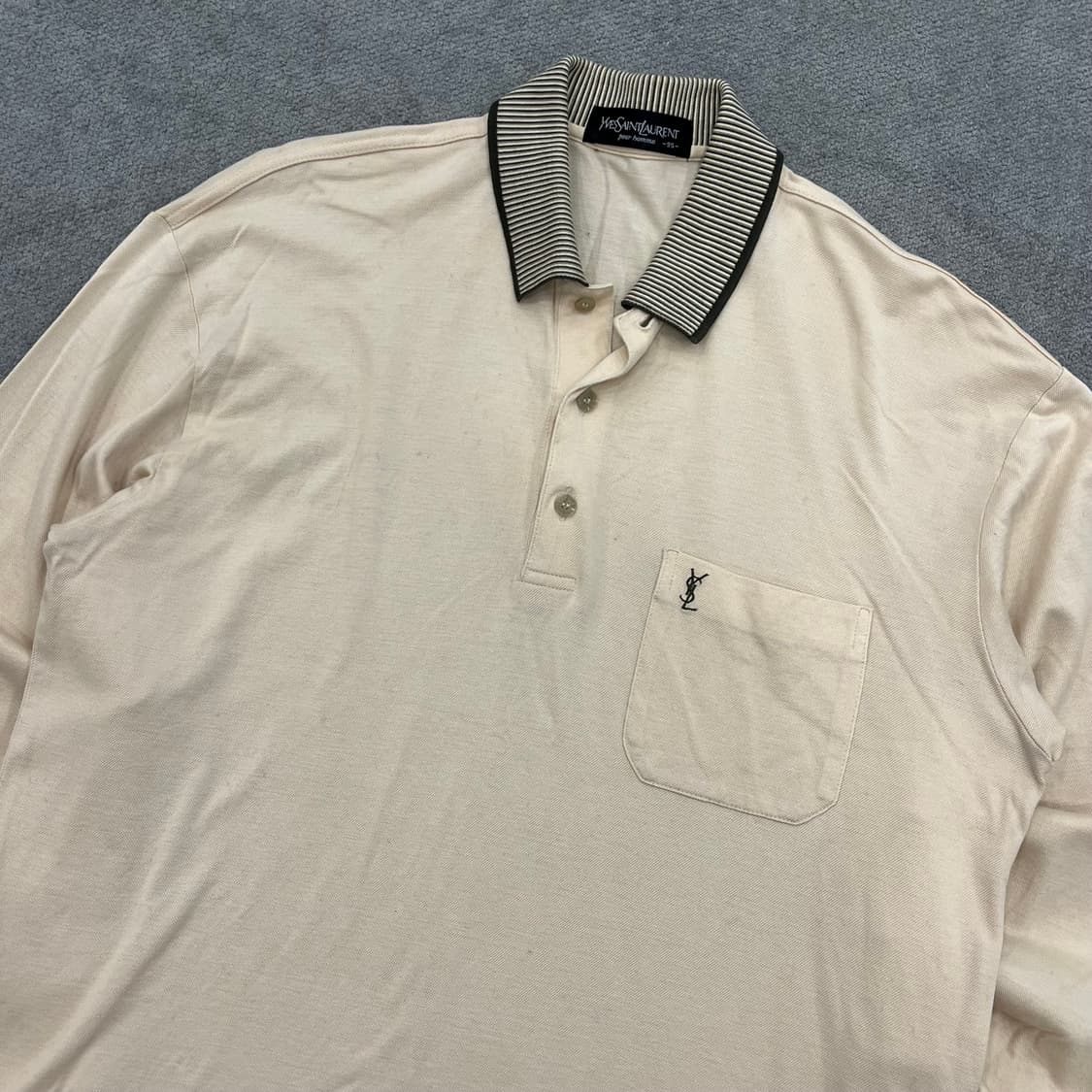 95 YSL 입생로랑 긴팔 피케 티셔츠 아이보리 상품이미지2