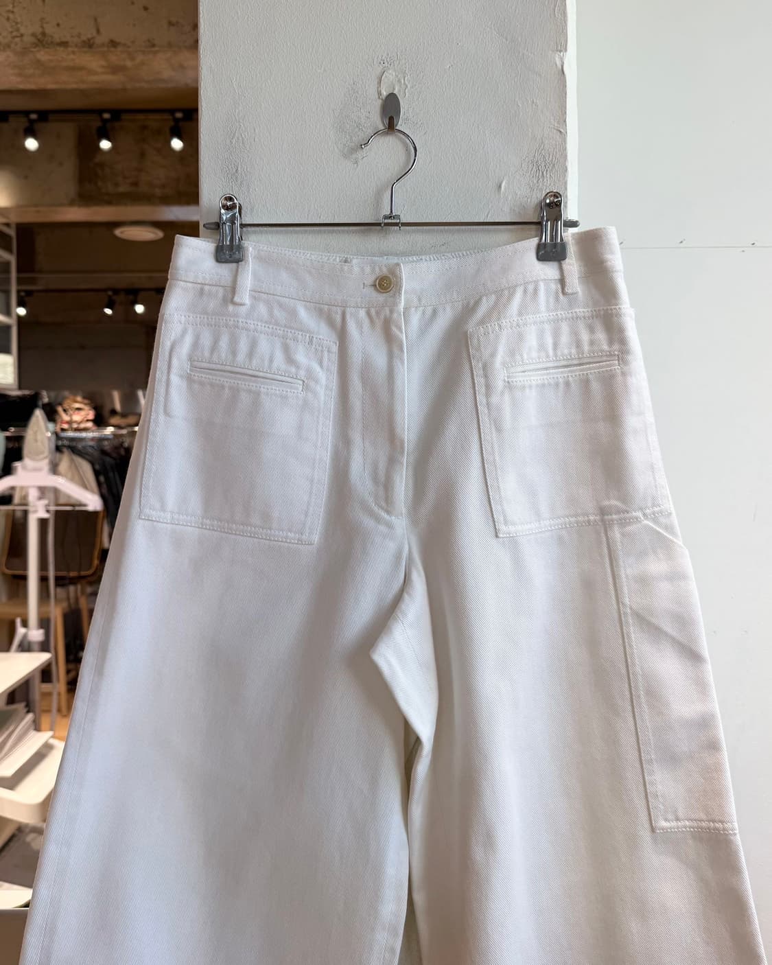 메종 마르지엘라 화이트 데님 백 스티치 와이드 팬츠  상품이미지3