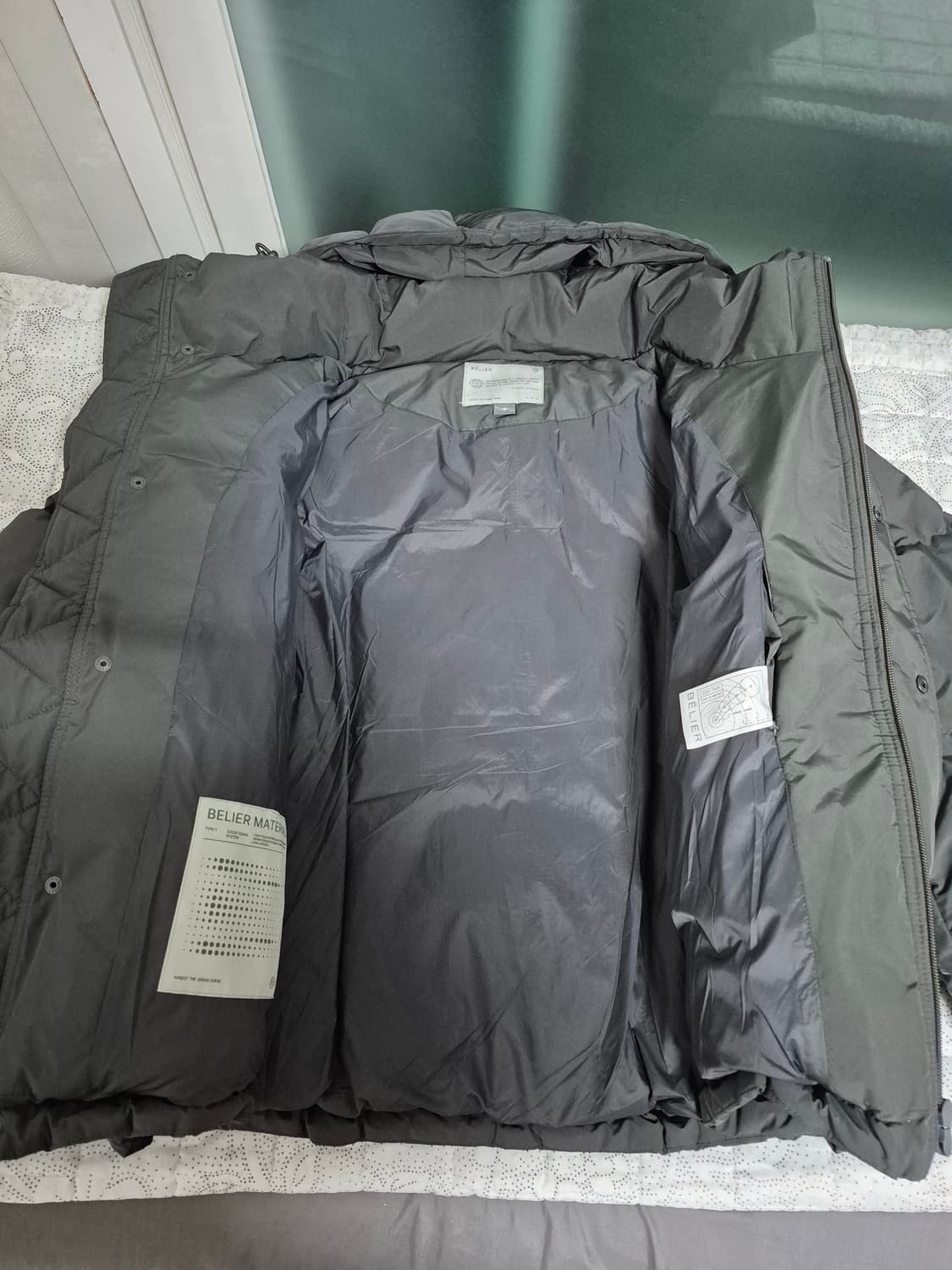 25FW 벨리에 크로스 라인 후디드 구스 다운 슬레이트그레이 상품이미지5