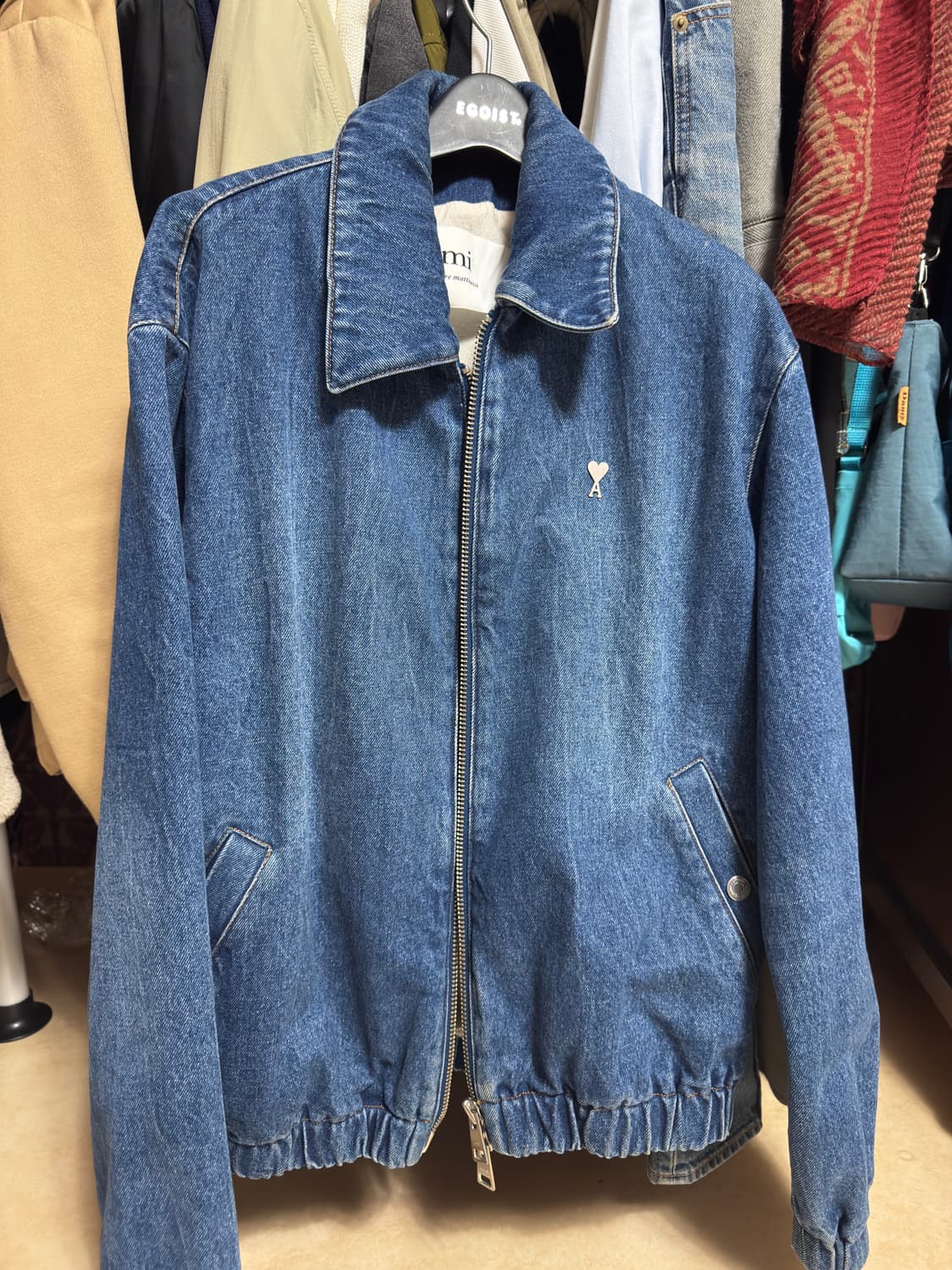 [정품] 아미 실버 하트로고 데님 지퍼 청자켓  상품이미지1