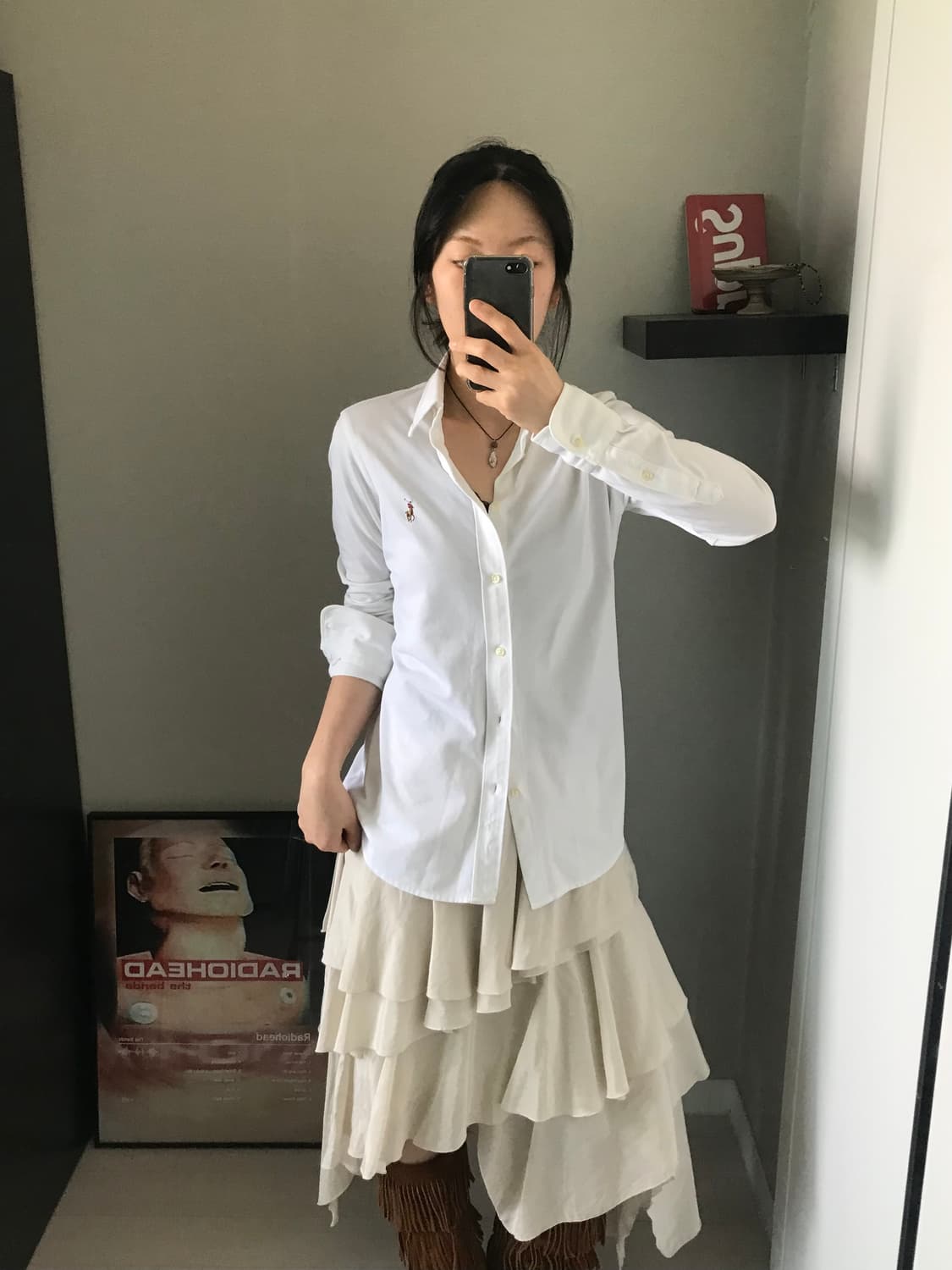 폴로 랄프로렌 니트 옥스포드 포니로고 화이트 셔츠 상품이미지4