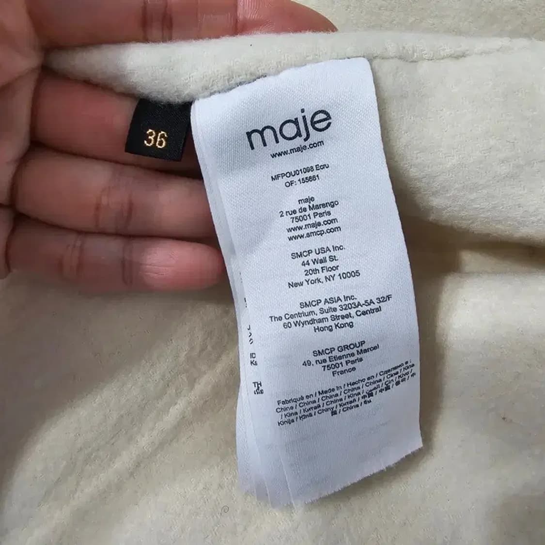 한섬 마쥬 부클 하이넥 벨티드 하프 코트 재킷 55 상품이미지7