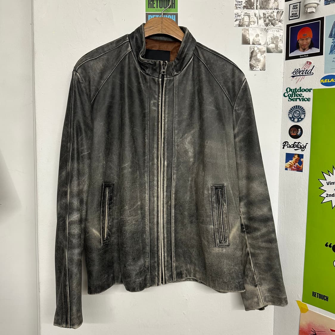 빈티지 워싱 양가죽 바이커 자켓 상품이미지1