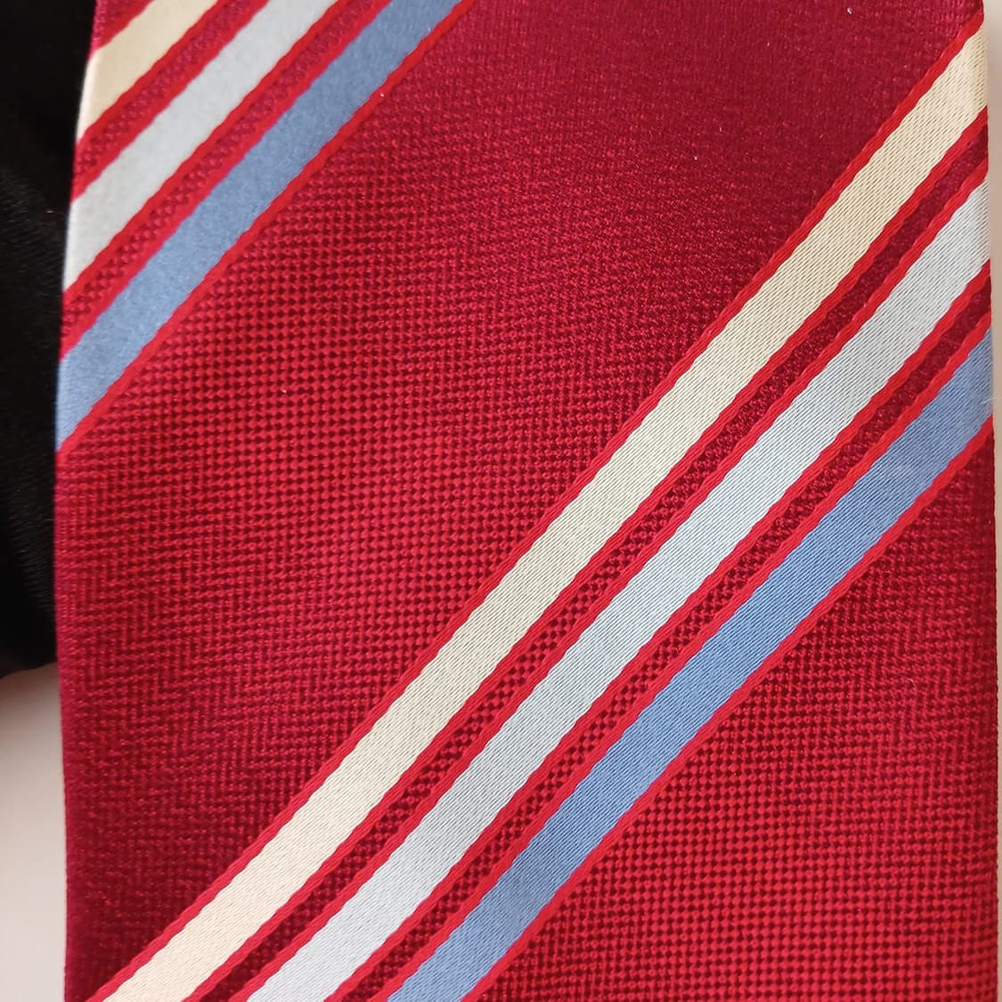 아쿠아스큐텀 실크 레드 스트라이프 넥타이 9.5cm A+등급 A18971 상품이미지7