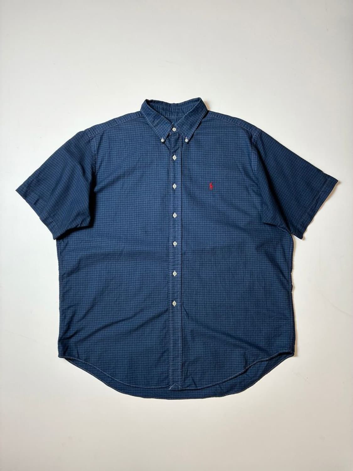 폴로 랄프로렌 00's 블루 마이크로 체크 반팔 셔츠 PN9009 상품이미지1