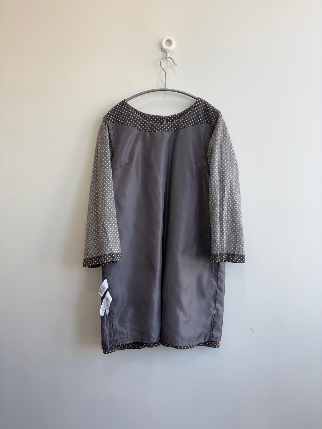 muji europe 애쉬베이지 땡땡이 레이어드 롱 블라우스 상품이미지6