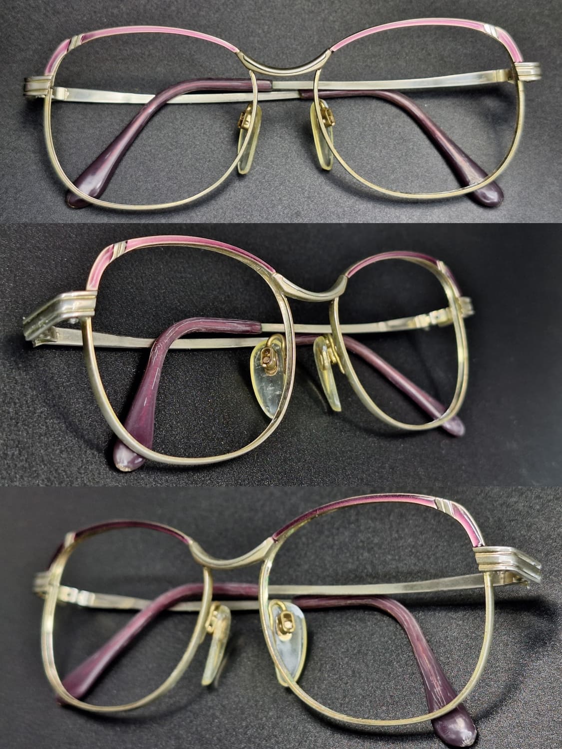 90s 일본 빈티지 메탈 엠보싱 퍼플 브로우 디자인 안경테/수입 패션 상품이미지2