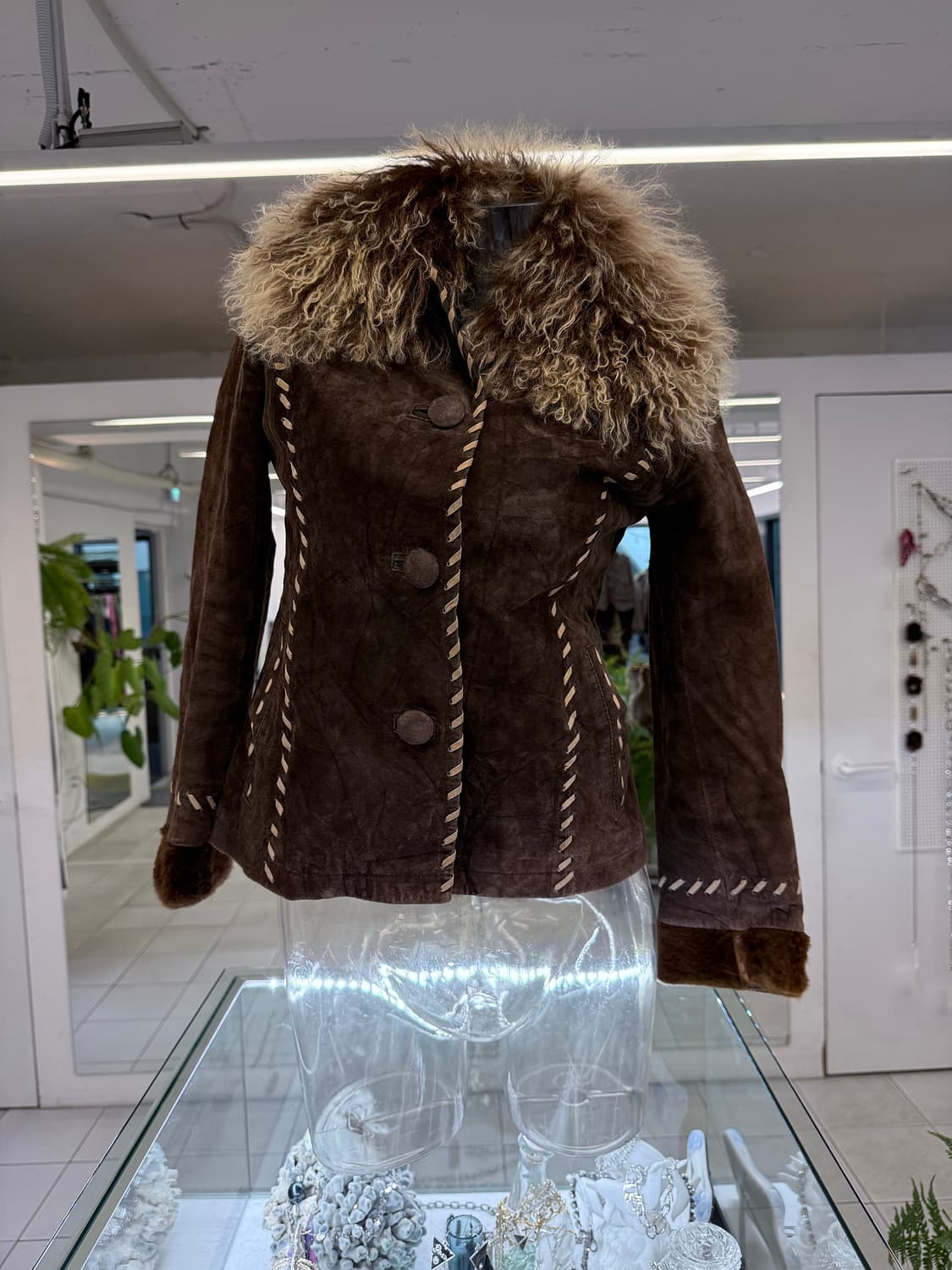 bold stitch real suede fur collar jacket 상품이미지1