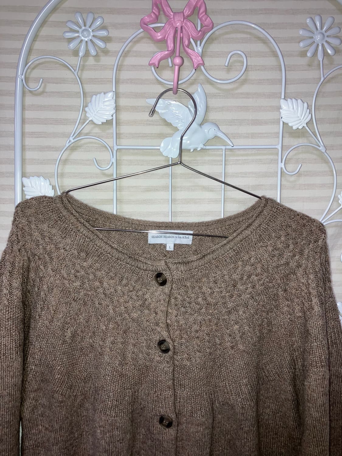 jpn vintage 브라운 꽈배기 니트 가디건 y2k 스트릿 갸루 펑키 상품이미지3