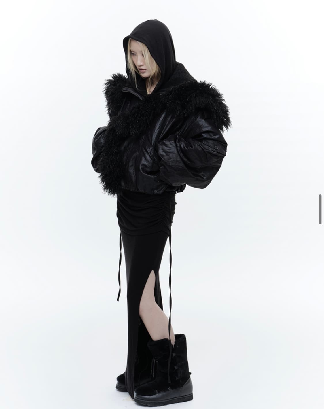 DRAPE HOODED MAXI DRESS BLACK 상품이미지6