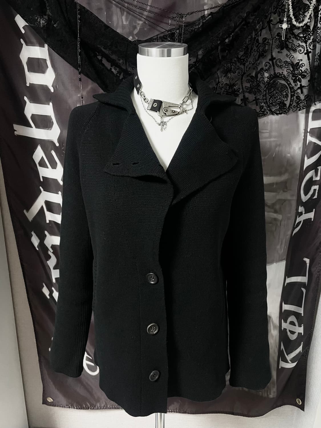 시스템 비대칭사선버튼울가디건 무채색아카이브요지꼼데캐피탈st 유니섹스 상품이미지6