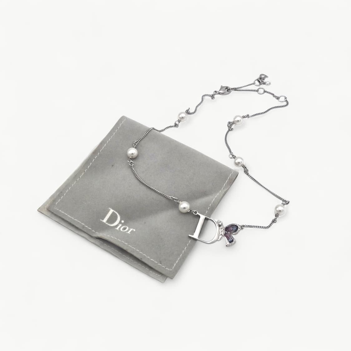 디올 D이니셜 나비 진주 체인 목걸이 상품이미지2