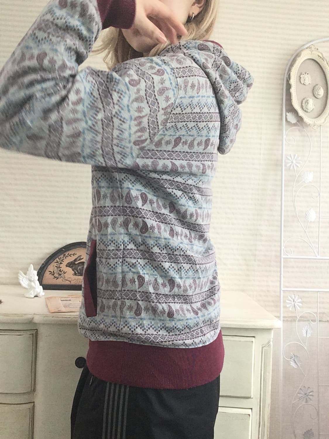 Set) bohemian burgundy pattern hood zip- 상품이미지6