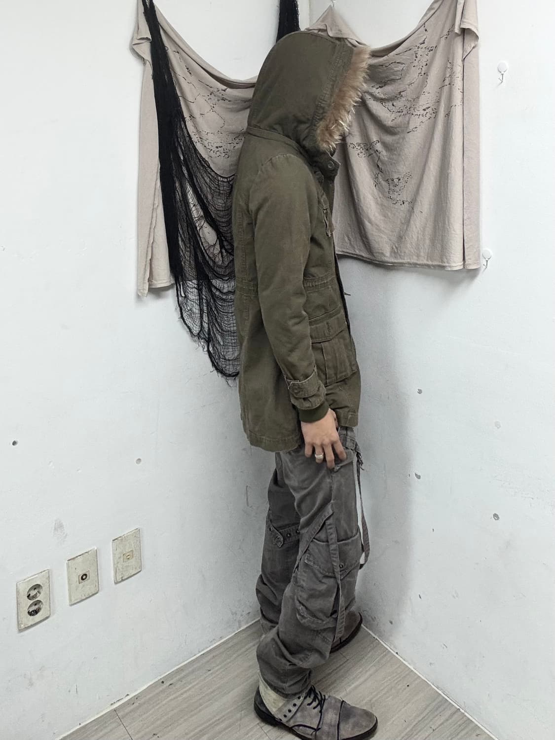 Y2K Grunge Mood Multi Pocket Khaki Parka 상품이미지8