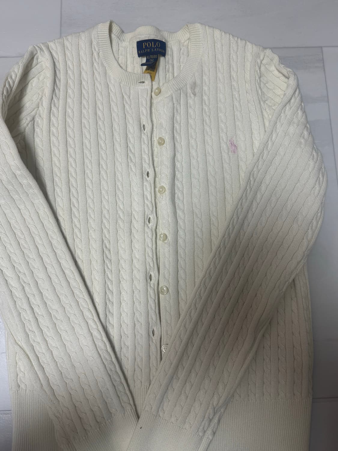 폴로 흰색 가디건 상품이미지2