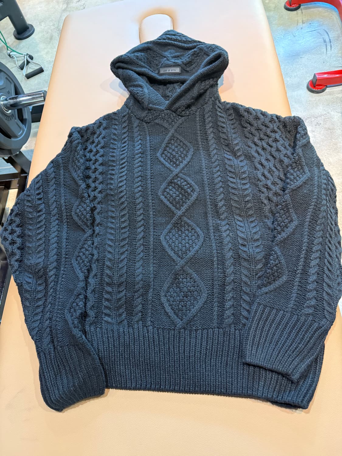 에센셜 피어오브갓 꽈배기 후드 니트 L 상품이미지1