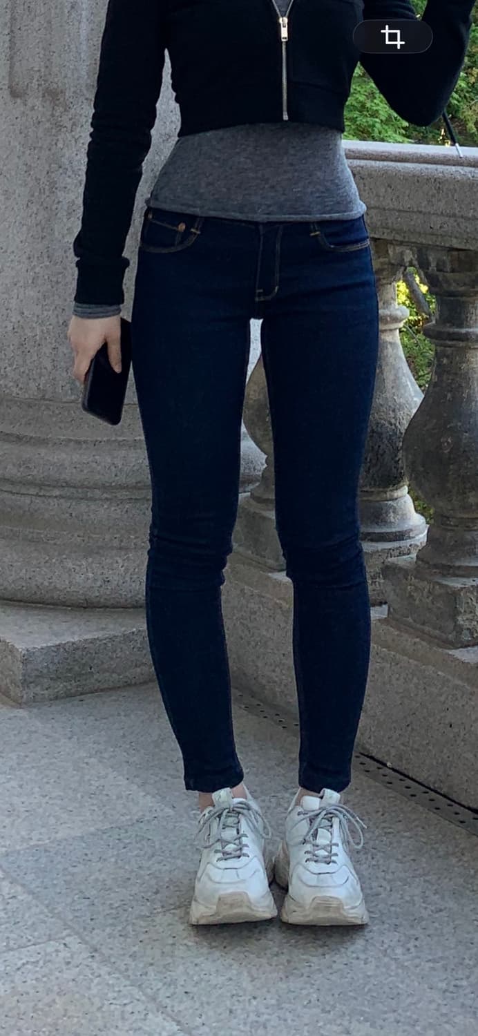 로우라이즈 진청데님팬츠 스키니진 블랙진 상품이미지8