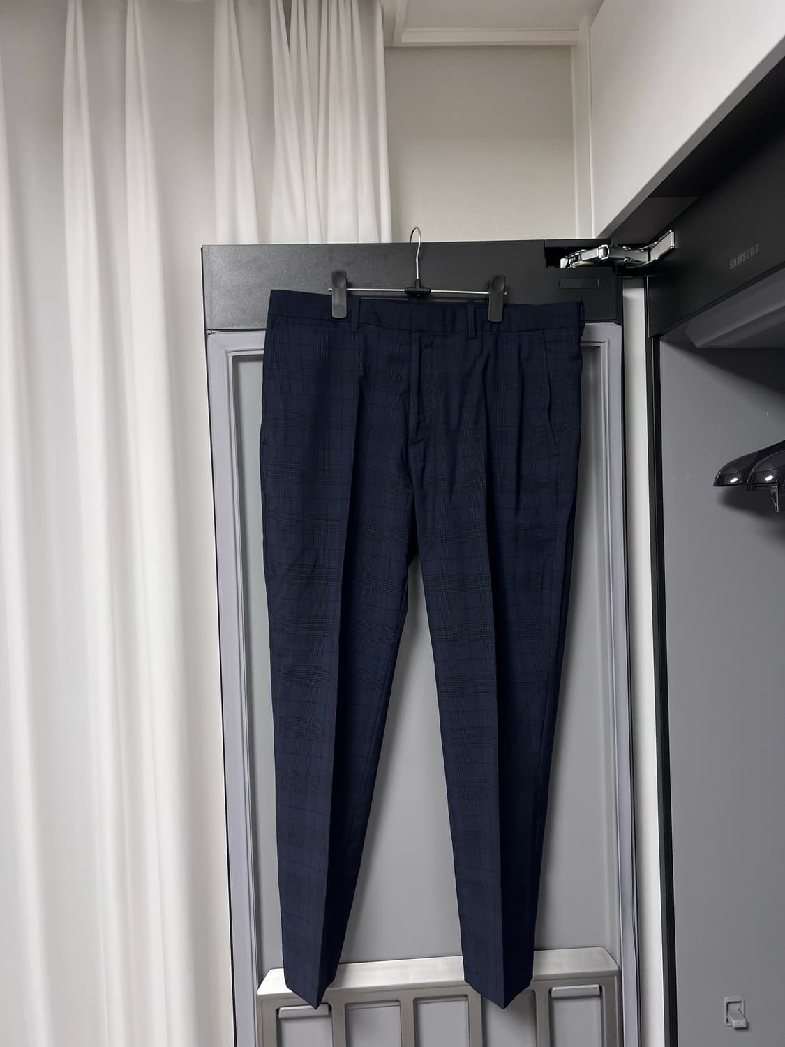 띠어리 네이비 체크 수트 셋업 정장 42,33 상품이미지6