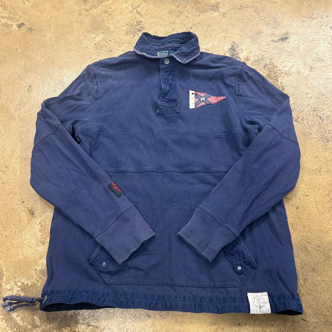 폴로 90‘s 플래그패치 네이비 카라 긴팔 티셔츠 상품이미지2