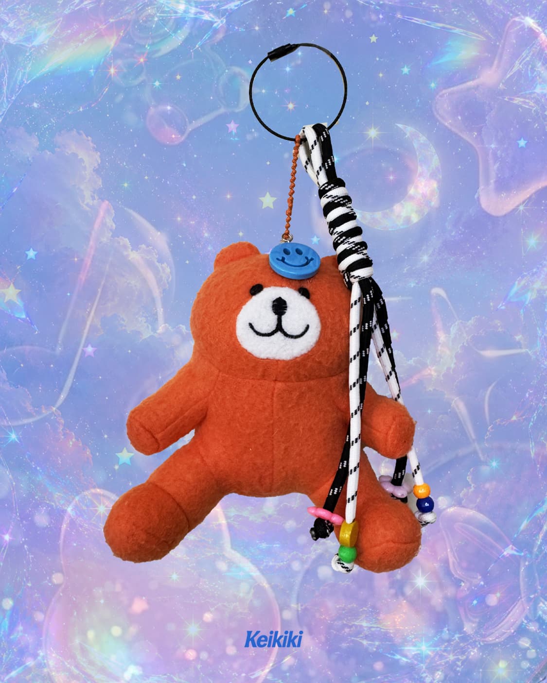 오렌지 빈티지 곰 인형 키링 파라코드 스트랩 가방고리 상품이미지1
