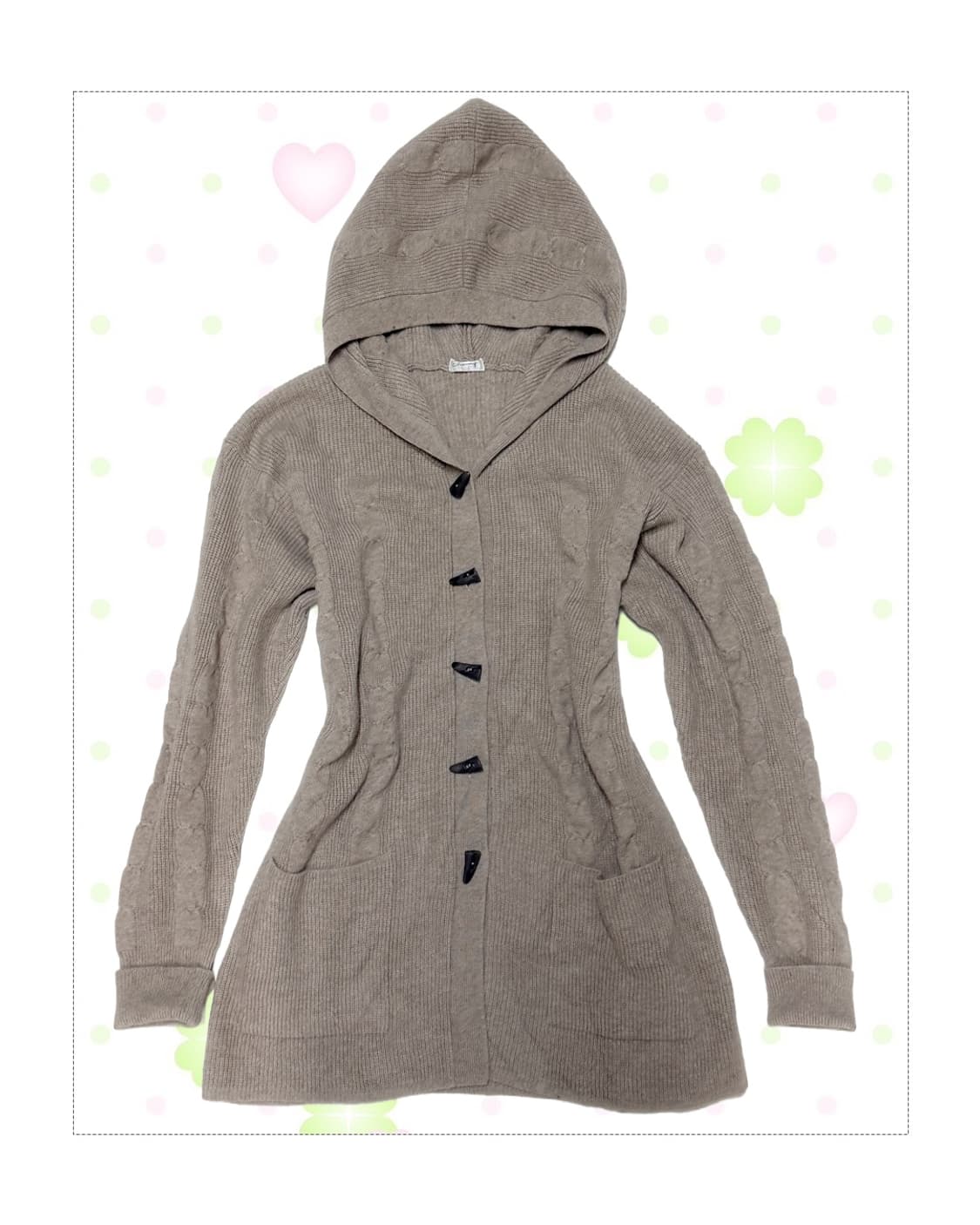 베이지 떡볶이 후드 가디건 상품이미지1