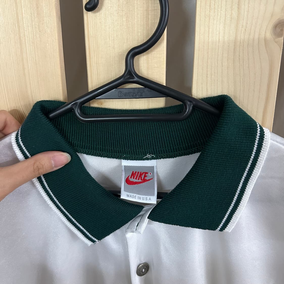 (L) 나이키 반팔 카라티 져지 화이트 그린 상품이미지4