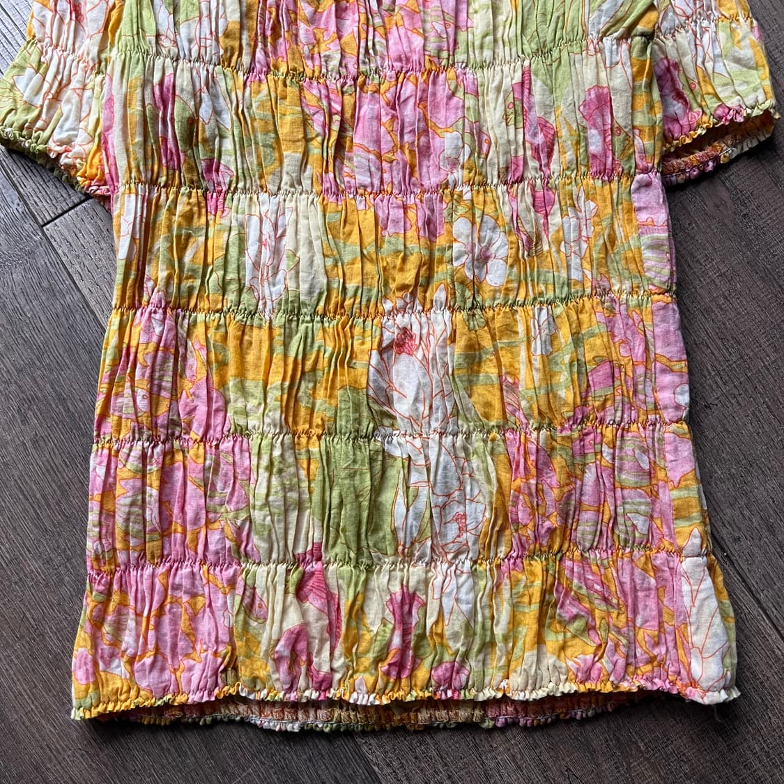 Floral Pattern Shirring Blouse 상품이미지5