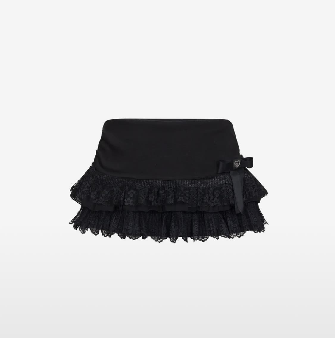 포어링 Chiffon lace mini skirt (black) 치마 상품이미지1