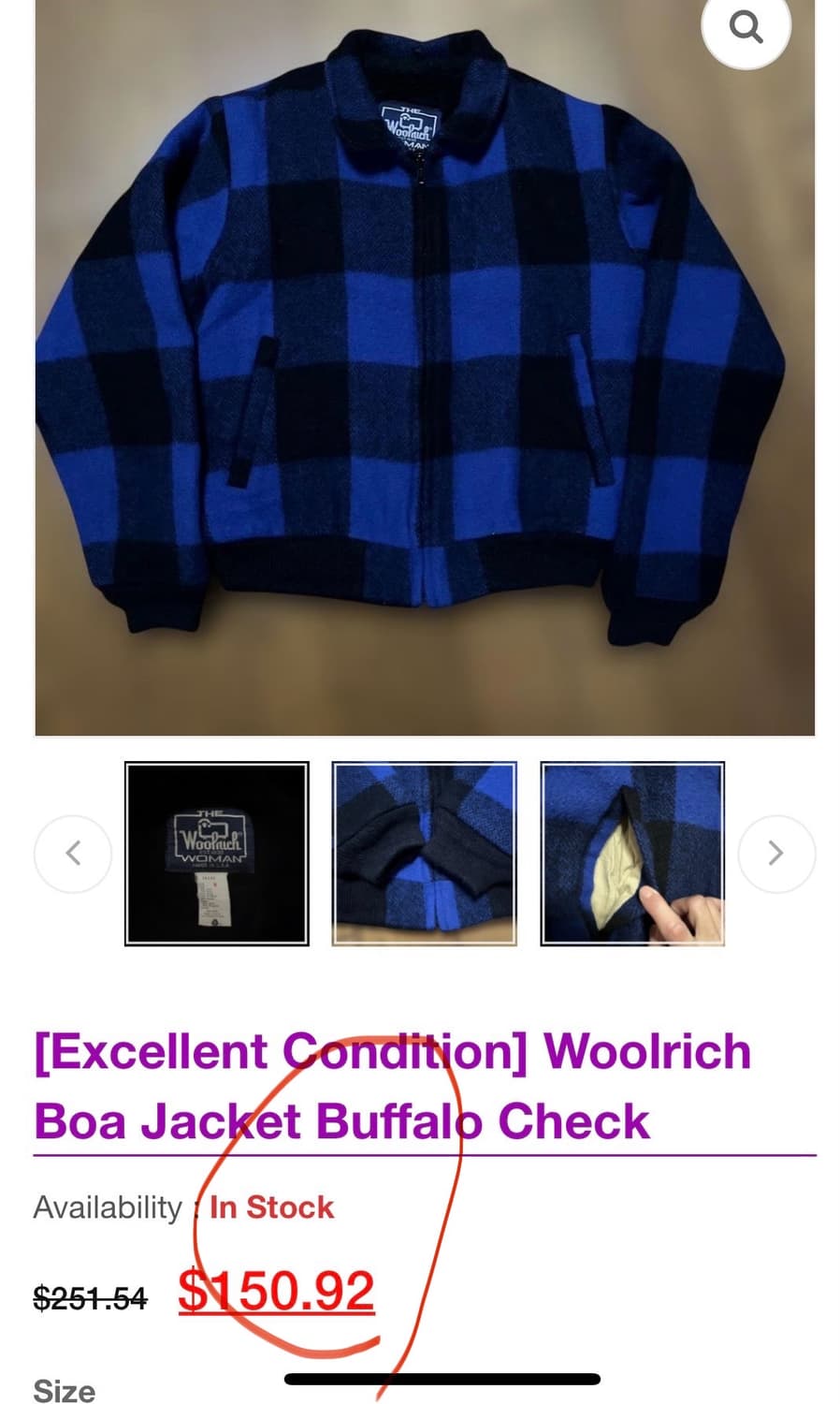 빈티지 울리치 우먼 버팔로 체크 플리스 재킷 상품이미지9